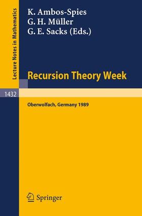 Ambos-Spies / Sacks / Müller |  Recursion Theory Week | Buch |  Sack Fachmedien