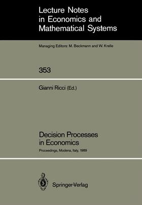 Ricci |  Decision Processes in Economics | Buch |  Sack Fachmedien