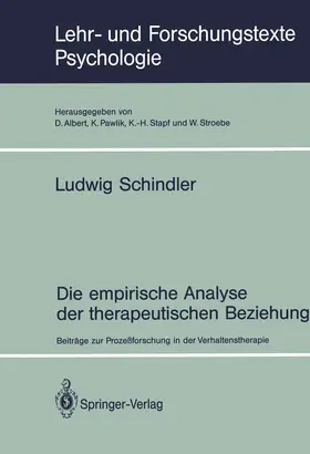 Schindler |  Die empirische Analyse der therapeutischen Beziehung | Buch |  Sack Fachmedien