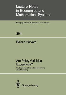 Horvath |  Are Policy Variables Exogenous? | Buch |  Sack Fachmedien