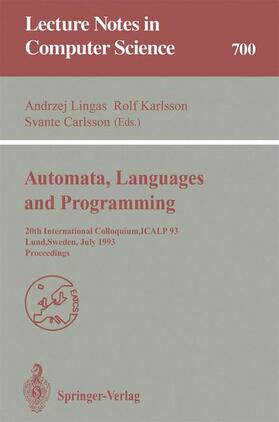Lingas / Carlsson / Karlsson |  Automata, Languages and Programming | Buch |  Sack Fachmedien