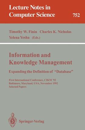 Finin / Yesha / Nicholas |  Information and Knowledge Management: Expanding the Definition of ¿Database¿ | Buch |  Sack Fachmedien