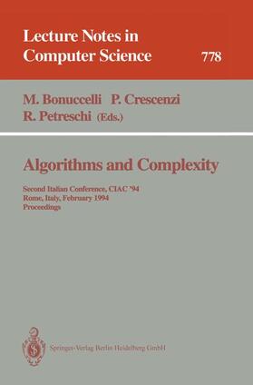 Bonuccelli / Petreschi / Crescenzi |  Algorithms and Complexity | Buch |  Sack Fachmedien