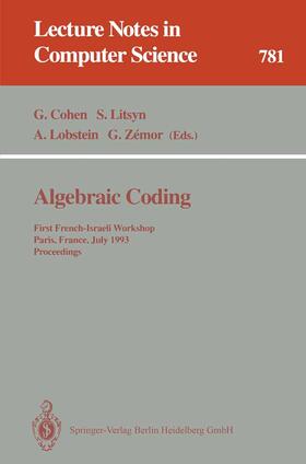 Cohen / Zemor / Litsyn |  Algebraic Coding | Buch |  Sack Fachmedien