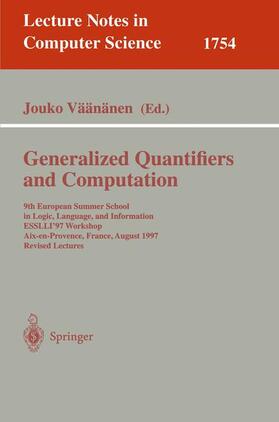 Väänänen |  Generalized Quantifiers and Computation | Buch |  Sack Fachmedien