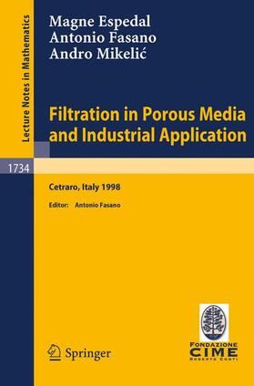 Espedal / Mikelic / Fasano |  Filtration in Porous Media and Industrial Application | Buch |  Sack Fachmedien