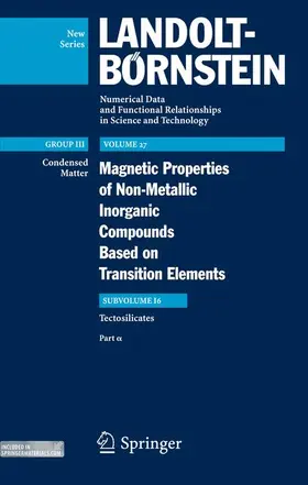 Wijn-Pas / Burzo |  Magnetic Properties of Tectosilicates I | Buch |  Sack Fachmedien