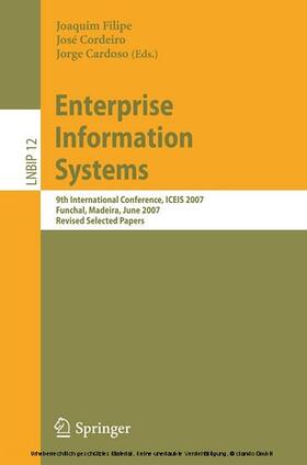 Filipe / Cordeiro / Cardoso |  Enterprise Information Systems | eBook | Sack Fachmedien