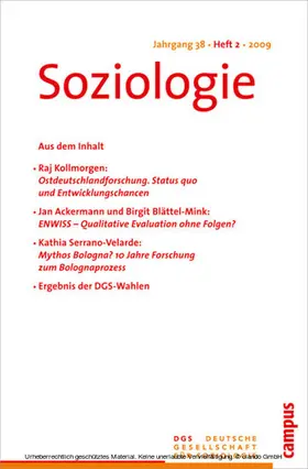 Vobruba |  Soziologie Jg. 38 (2009) 2 | eBook | Sack Fachmedien