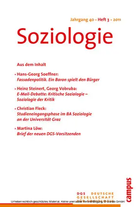 Vobruba |  Soziologie Jg. 40 (2011) 3 | eBook | Sack Fachmedien