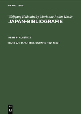 Rudat-Kocks / Hadamitzky |  1921-1930 | Buch |  Sack Fachmedien