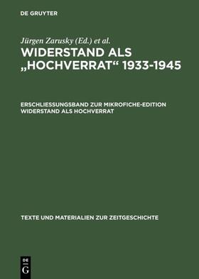 Röder / Weisz |  Erschließungsband zur Mikrofiche-Edition Widerstand als Hochverrat | Buch |  Sack Fachmedien