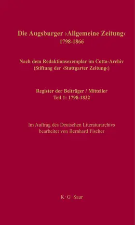 Fischer |  Register der Beiträger / Mitteiler | Buch |  Sack Fachmedien