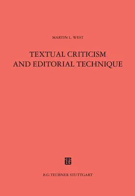 West |  Textual Criticism and Editorial Technique | Buch |  Sack Fachmedien