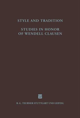 Foss / Knox |  Style and Tradition. Studies in Honor of Wendell Clausen | Buch |  Sack Fachmedien