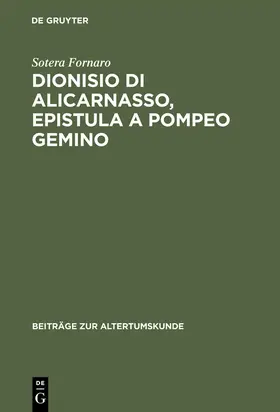 Fornaro |  Dionisio di Alicarnasso, Epistula a Pompeo Gemino | Buch |  Sack Fachmedien