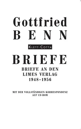 Benn / Schlüter / Hof |  Briefe (Briefe, Bd.) | Buch |  Sack Fachmedien