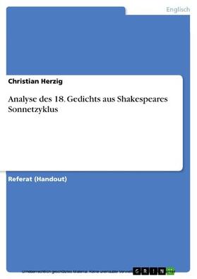 Herzig |  Analyse des 18. Gedichts aus Shakespeares Sonnetzyklus | eBook | Sack Fachmedien