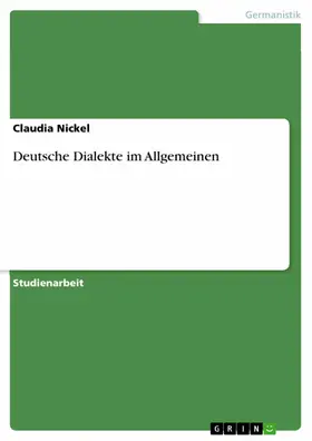 Nickel |  Deutsche Dialekte im Allgemeinen | eBook | Sack Fachmedien