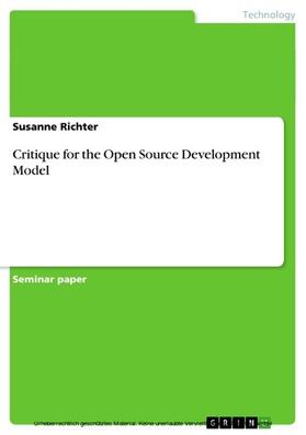 Richter |  Critique for the Open Source Development Model | eBook | Sack Fachmedien