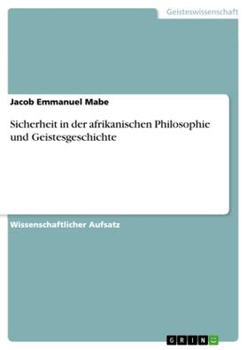 Mabe |  Sicherheit in der afrikanischen Philosophie und Geistesgeschichte | Buch |  Sack Fachmedien