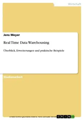 Meyer |  Real Time Data Warehousing | eBook | Sack Fachmedien