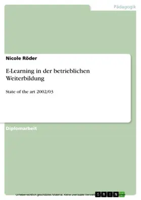 Röder |  E-Learning in der betrieblichen Weiterbildung | eBook | Sack Fachmedien