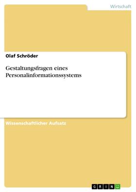 Schröder |  Gestaltungsfragen eines Personalinformationssystems | eBook | Sack Fachmedien