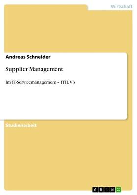 Schneider |  Supplier Management | eBook | Sack Fachmedien