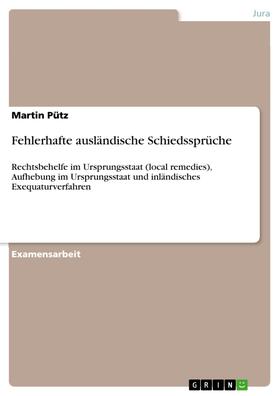 Pütz |  Fehlerhafte ausländische Schiedssprüche | eBook | Sack Fachmedien