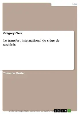 Clerc |  Le transfert international de siège de sociétés | eBook | Sack Fachmedien