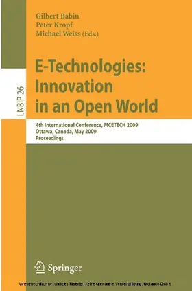 Babin / Aalst / Kropf | E-Technologies: Innovation in an Open World | E-Book | sack.de