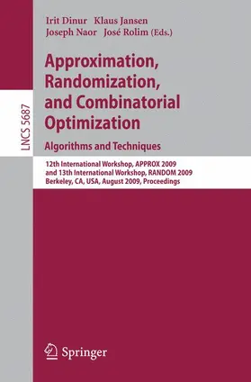 Dinur / Rolim / Jansen |  Approximation, Randomization, and Combinatorial Optimization. Algorithms and Techniques | Buch |  Sack Fachmedien