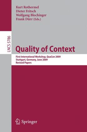 Rothermel / Dürr / Fritsch |  Quality of Context | Buch |  Sack Fachmedien