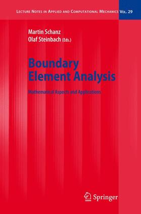 Steinbach / Schanz |  Boundary Element Analysis | Buch |  Sack Fachmedien