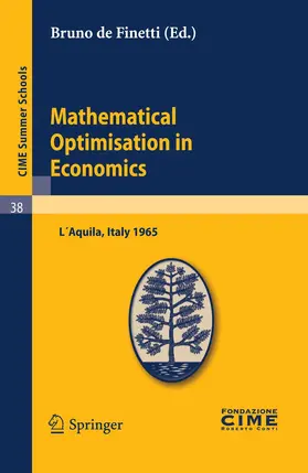 de Finetti |  Mathematical Optimisation in Economics | Buch |  Sack Fachmedien