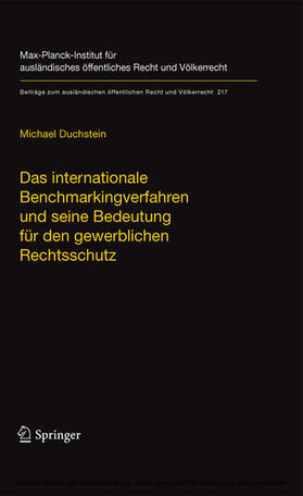 Duchstein |  Das internationale Benchmarkingverfahren und seine Bedeutung für den gewerblichen Rechtsschutz | eBook | Sack Fachmedien