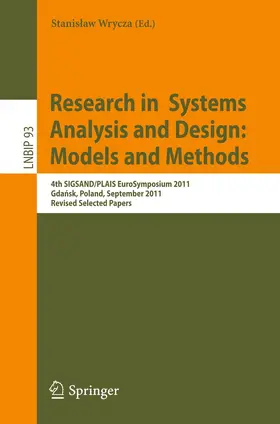 Wrycza | Research in  Systems Analysis and Design: Models and Methods | Buch | 978-3-642-25675-2 | sack.de