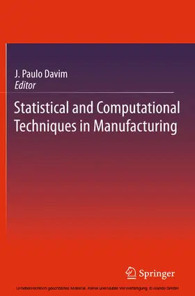 Davim |  Statistical and Computational Techniques in Manufacturing | eBook | Sack Fachmedien