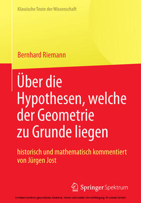 Riemann |  Bernhard Riemann „Über die Hypothesen, welche der Geometrie zu Grunde liegen“ | eBook | Sack Fachmedien