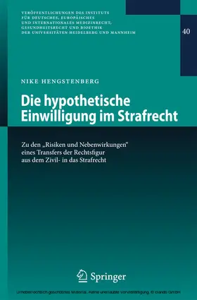 Hengstenberg |  Die hypothetische Einwilligung im Strafrecht | eBook | Sack Fachmedien