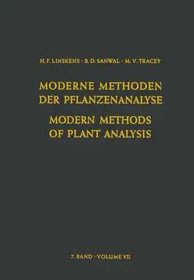  Modern Methods of Plant Analysis / Moderne Methoden der Pflanzenanalyse | Buch |  Sack Fachmedien