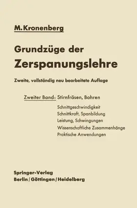 Kronenberg |  Grundzüge der Zerspanungslehre | Buch |  Sack Fachmedien