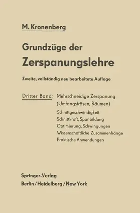 Kronenberg |  Grundzüge der Zerspanungslehre | Buch |  Sack Fachmedien