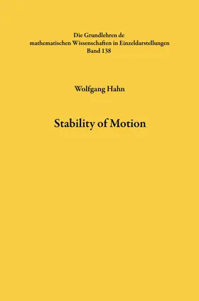 Hahn |  Stability of Motion | Buch |  Sack Fachmedien