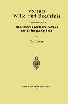 Lewin |  Vorsatz Wille und Bedürfnis | Buch |  Sack Fachmedien
