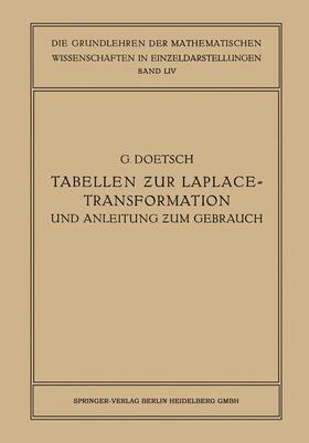 Doetsch |  Tabellen zur Laplace-Transformation und Anleitung zum Gebrauch | Buch |  Sack Fachmedien