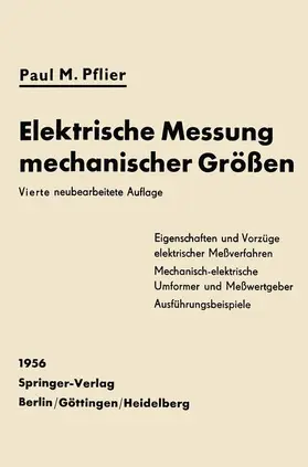 Pflier |  Elektrische Messung mechanischer Größen | Buch |  Sack Fachmedien