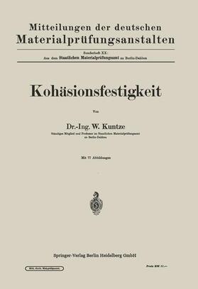 Kuntze |  Kohäsionsfestigkeit | Buch |  Sack Fachmedien