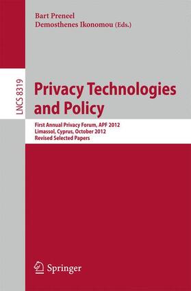 Ikonomou / Preneel |  Privacy Technologies and Policy | Buch |  Sack Fachmedien